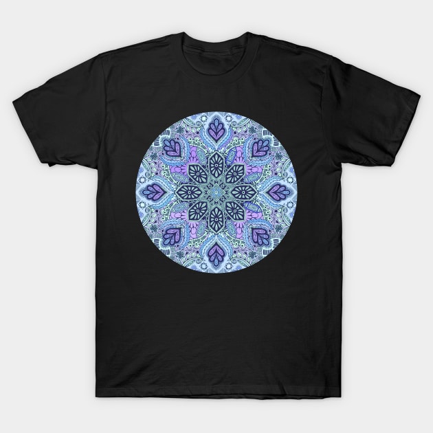 Navy Blue, Mint and Purple Boho Pattern T-Shirt by micklyn